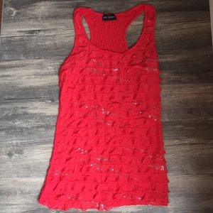 5 for $25 Red ruffle sequin Tank top